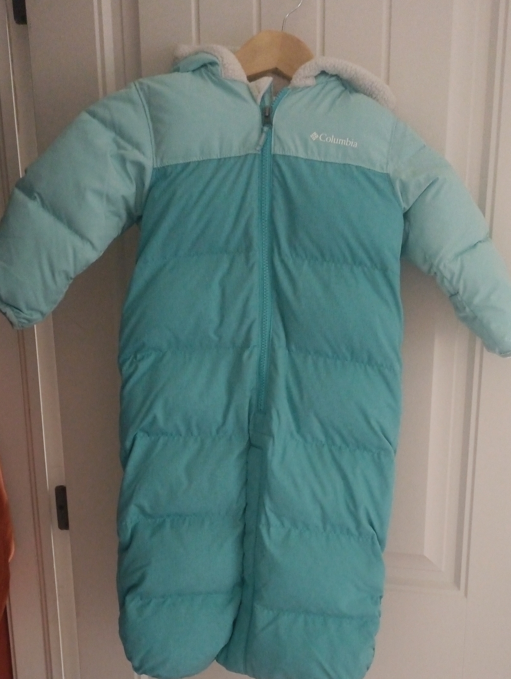 Columbia Kids Teal Two-Tone Hooded Puffer One-Piece